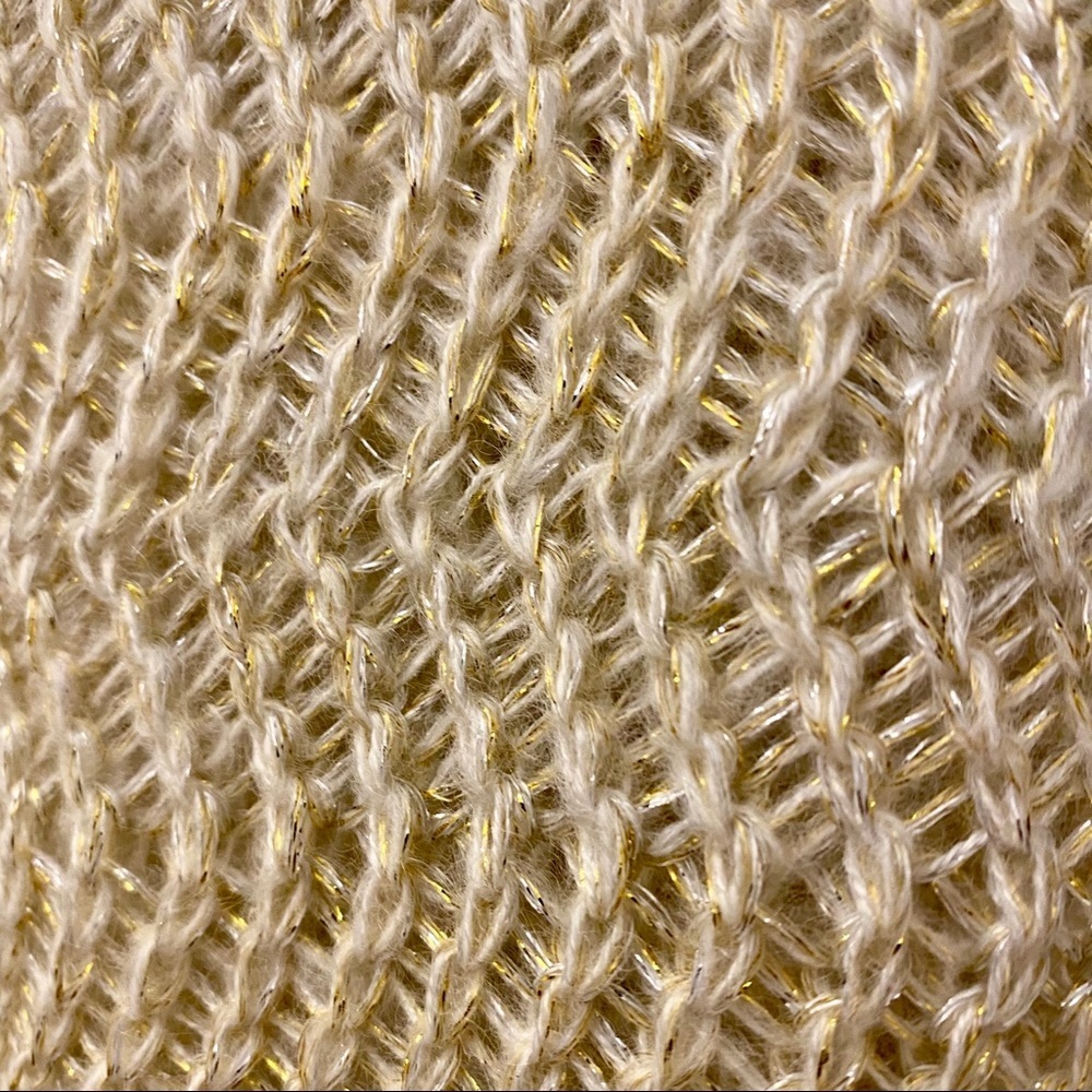 Barrington | Ivory and Gold Weave Knit Scarf - Picture 3 of 5